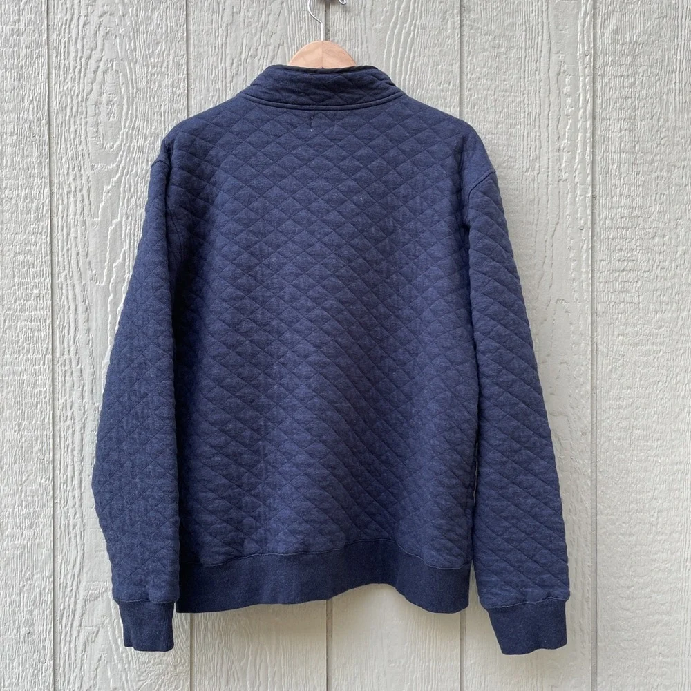 Faherty Epic Quilted Fleece sweatshirt Mens 2XL Navy Melange Pullover 1/4 Snap